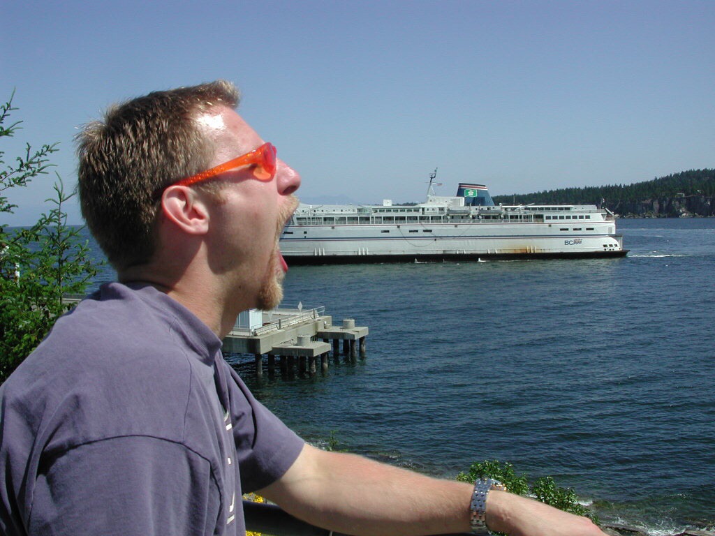 An image of a man eating a boat