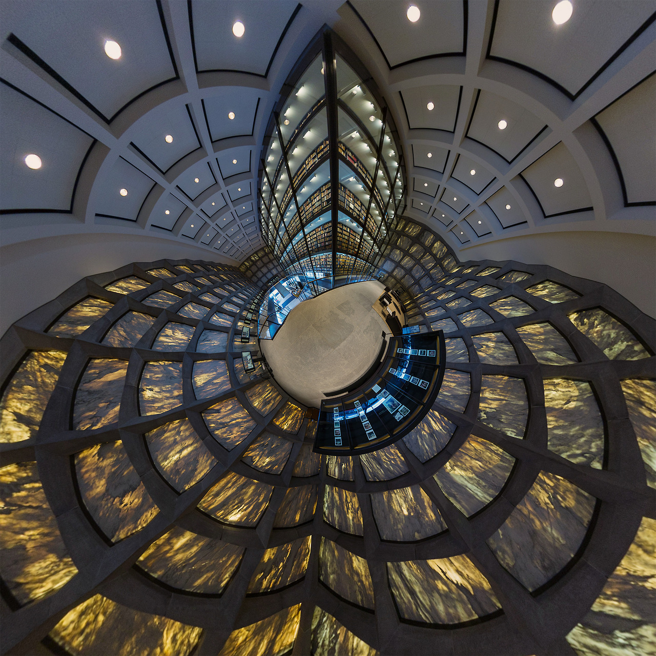 Image of Yale library with spherical projection